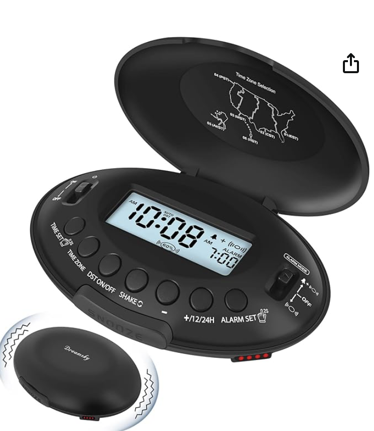 DreamSky Vibrating Alarm Clock for Heavy Sleepers - Auto Set Bed Shaker Alarm Clock Under Pillow for Hearing Impaired.